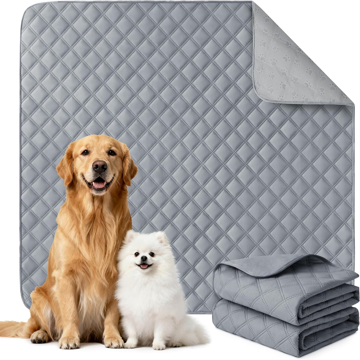 Large/Extra Large Reusable Washable Dog Pee Pads - 36'' x 41'' - 2 Pack, Absorbent, Non-Slip, Waterproof, Leak-Proof Training Pads for Puppies and Dogs