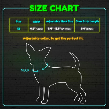 Glow in the Dark Pink Dog Collar for Small Dogs & Cats - XS Size