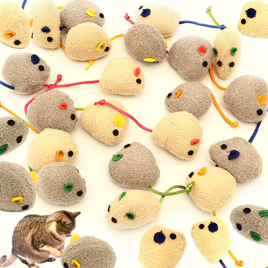 20 Pcs Interactive Catnip Mice Toys - Fun Playtime for Cats, Kittens, and Puppies (Grey)