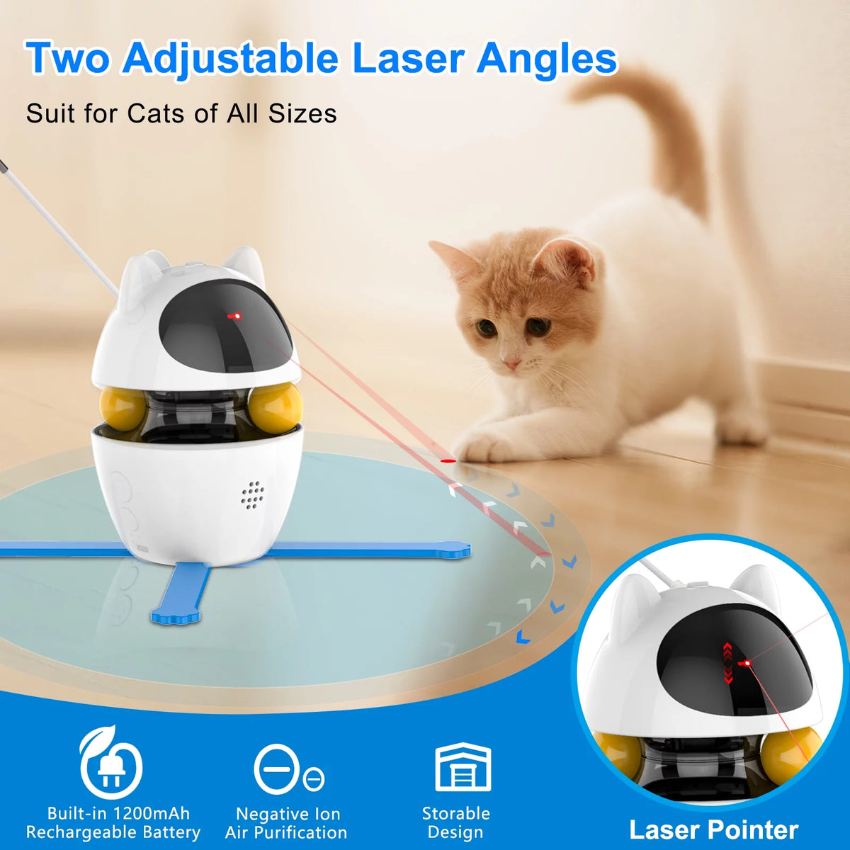 Ultimate 3-in-1 Interactive Cat Toy: Laser & Feather Fun for Indoor Playtime!