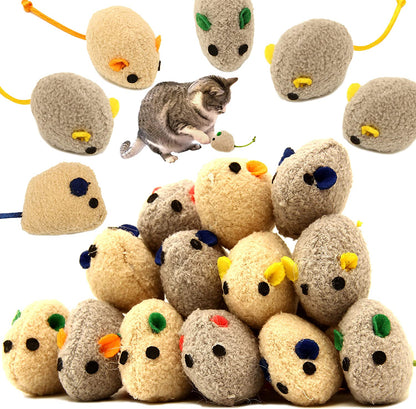 20 Pcs Interactive Catnip Mice Toys - Fun Playtime for Cats, Kittens, and Puppies (Grey)