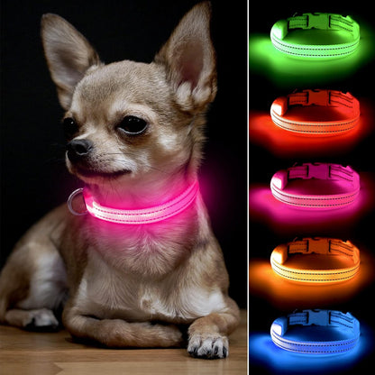 Glow in the Dark Pink Dog Collar for Small Dogs & Cats - XS Size