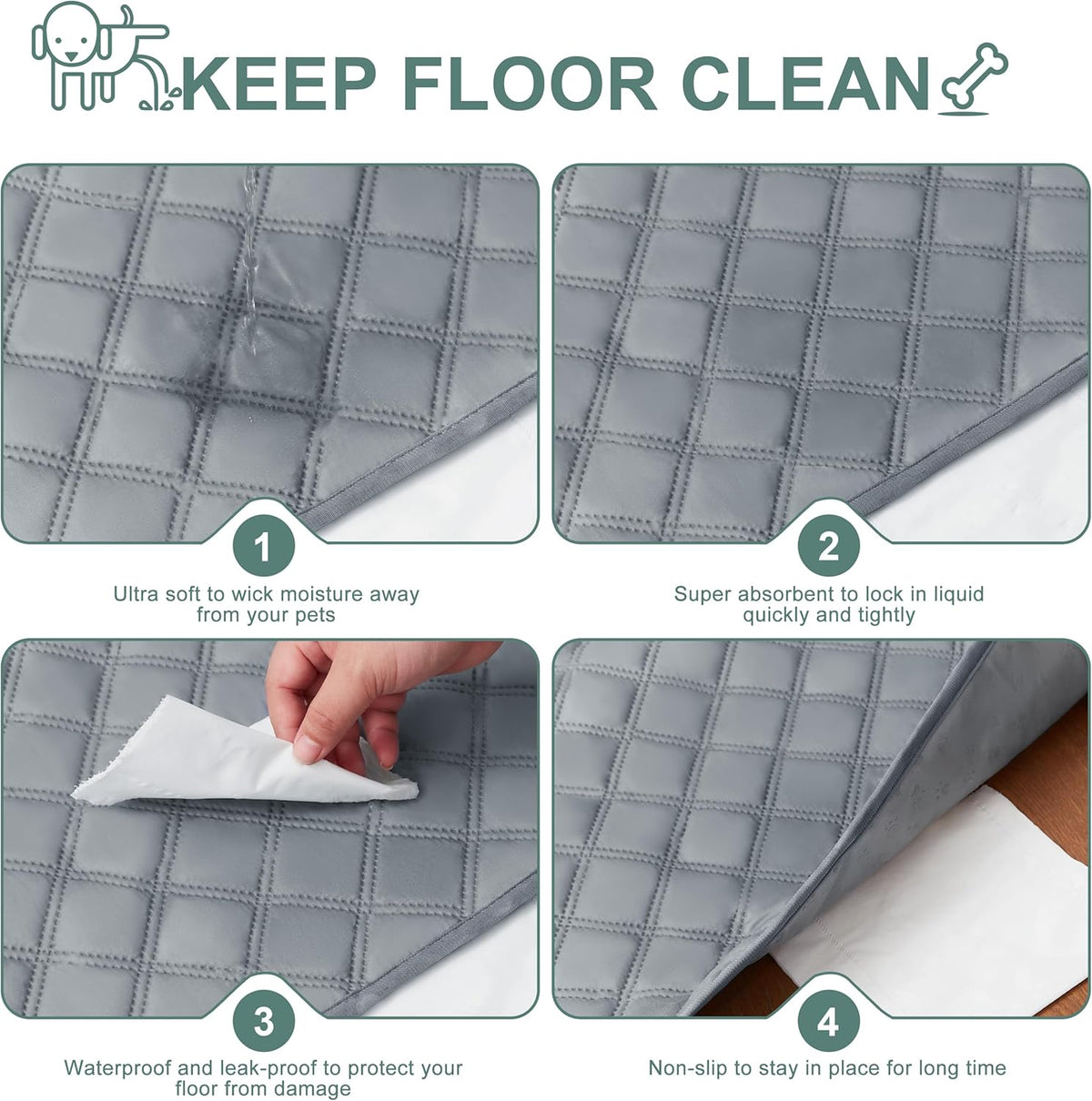 Large/Extra Large Reusable Washable Dog Pee Pads - 36'' x 41'' - 2 Pack, Absorbent, Non-Slip, Waterproof, Leak-Proof Training Pads for Puppies and Dogs