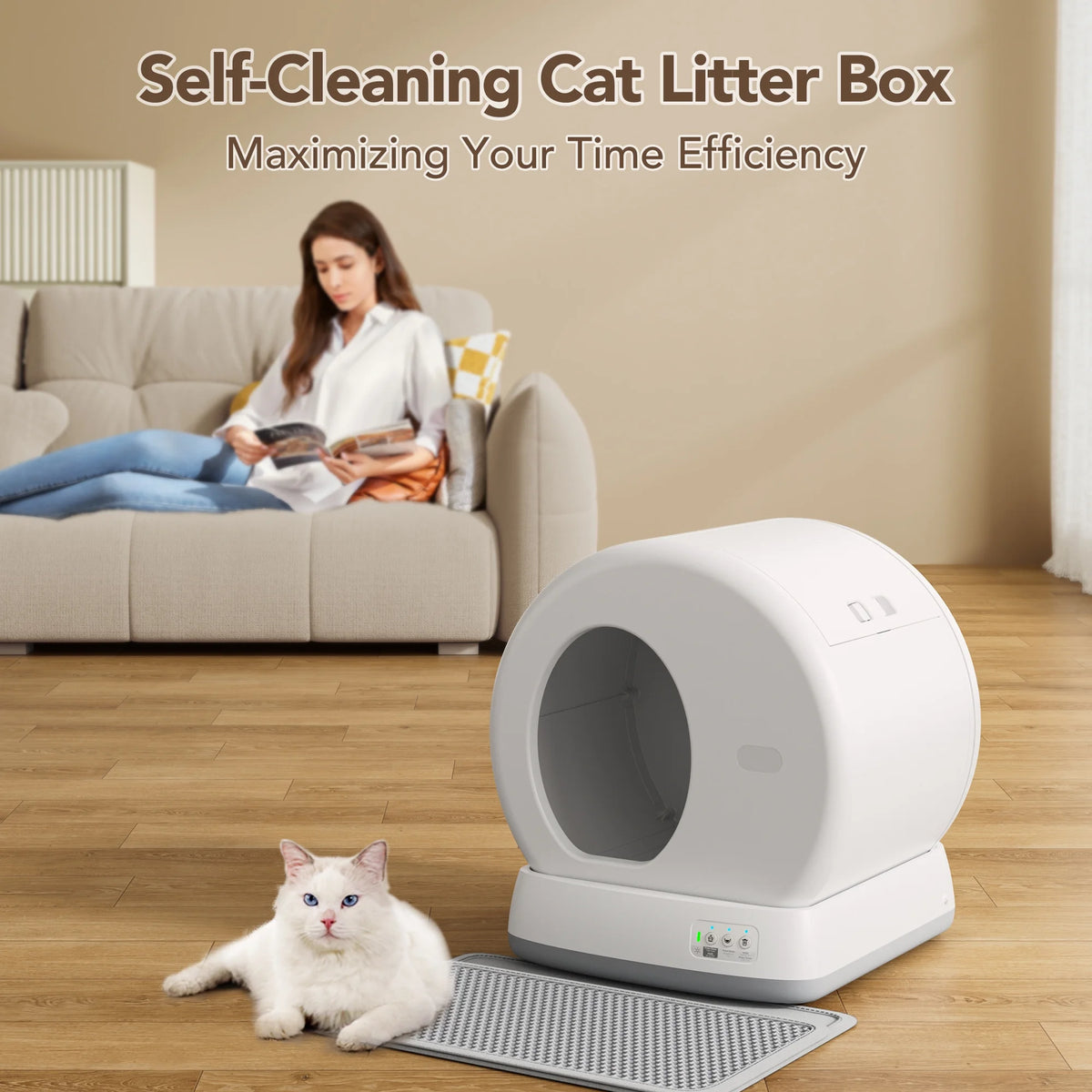 Revolutionary Self-Cleaning Cat Litter Box with APP Control, Safety Sensors, Odor Isolation & Health Monitoring