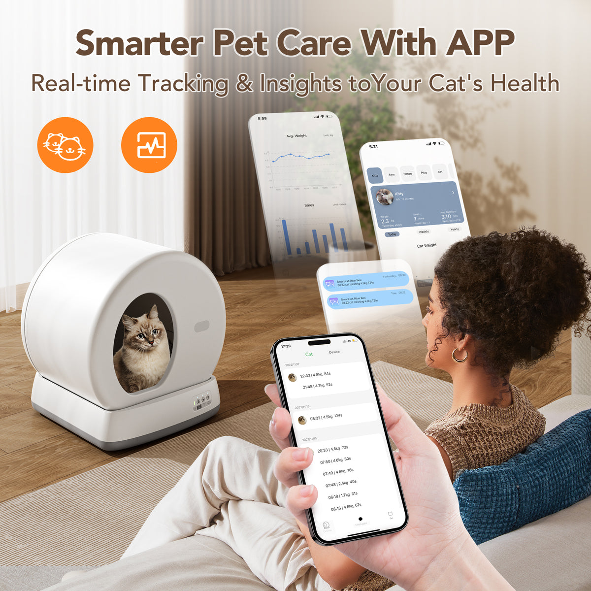 Revolutionary Self-Cleaning Cat Litter Box with APP Control, Safety Sensors, Odor Isolation & Health Monitoring