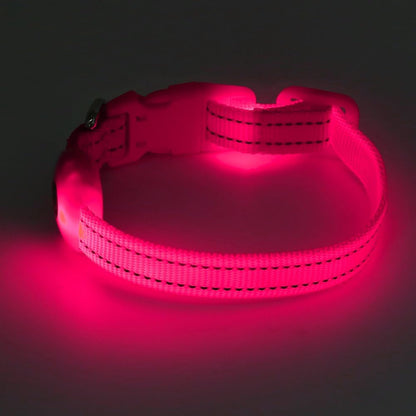 Glow in the Dark Pink Dog Collar for Small Dogs & Cats - XS Size