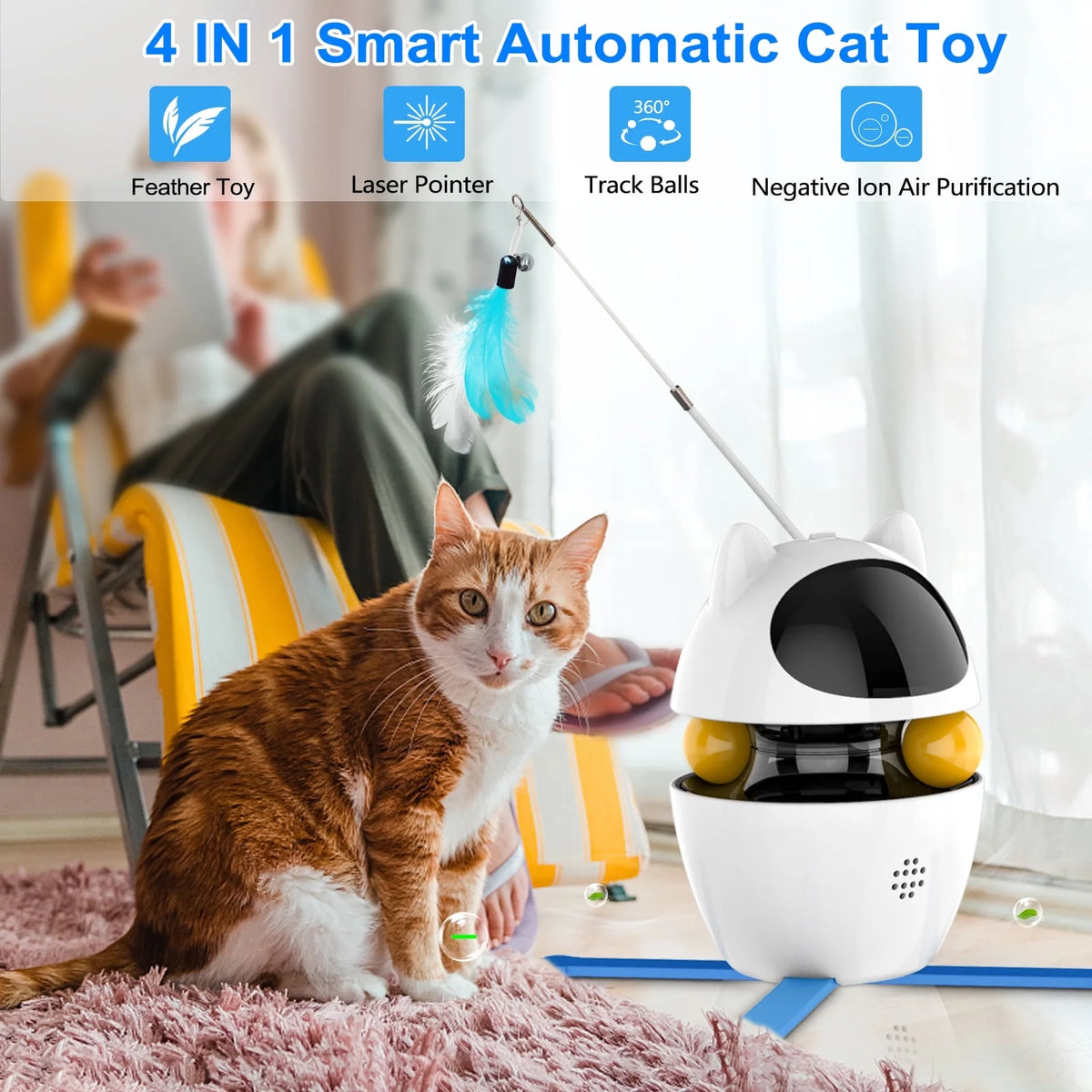 Ultimate 3-in-1 Interactive Cat Toy: Laser & Feather Fun for Indoor Playtime!